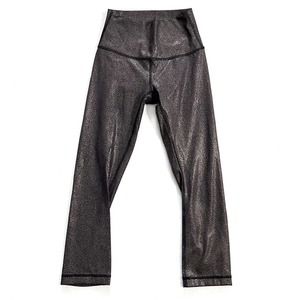 Lululemon Metallic Black Copper Foil Wunder Under High Rise Crop 21" Leggings 2